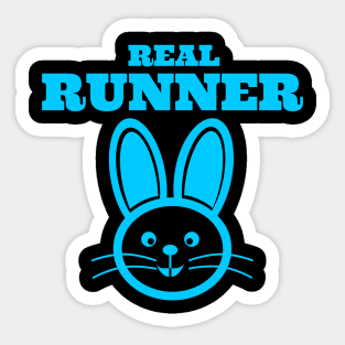 Real runner funny bunny running training. Sticker